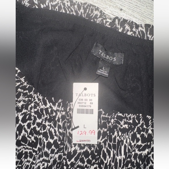 NWT Talbots Women's Sz L Off The Shoulder Long Sleeve Elastic Waist Midi Dress - Picture 12 of 12